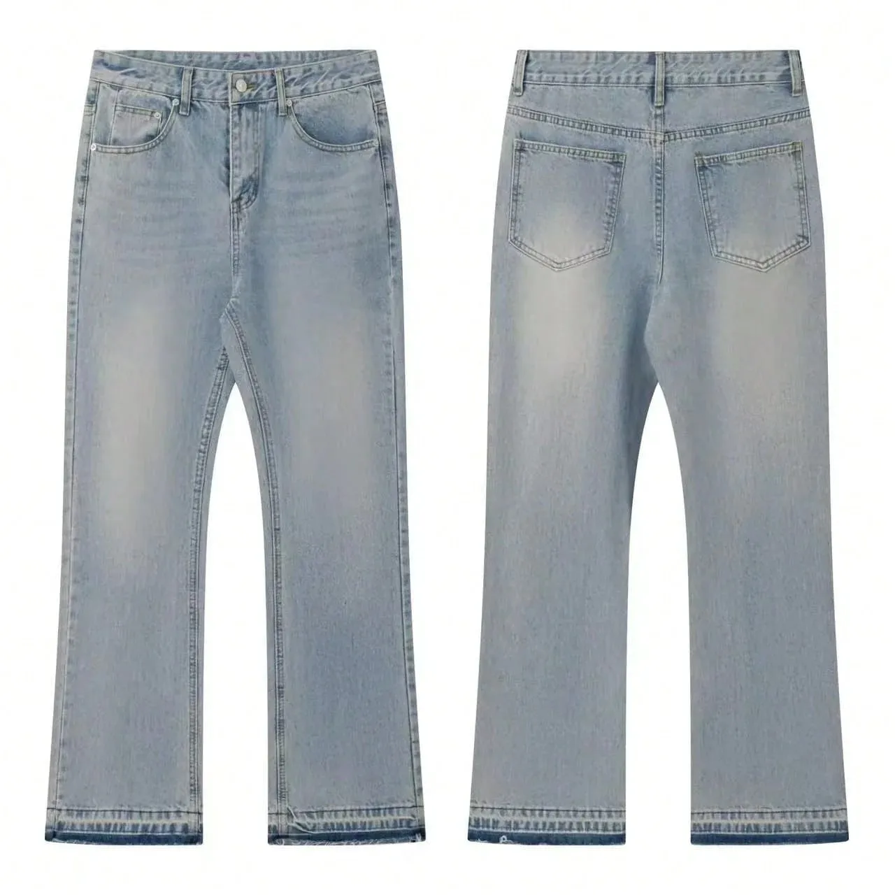 Men Y2K Rhinestone Rivet Decorated Wide Leg Jeans Vintage Washed Distressed Denim Pants Hip Hop Streetwear Baggy Trousers — image 2