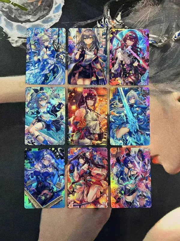 DIY Fanmade Mixed Genshin Honkai Waifu Holographic Laser Flash Collectible Trading Game Cards — image 2