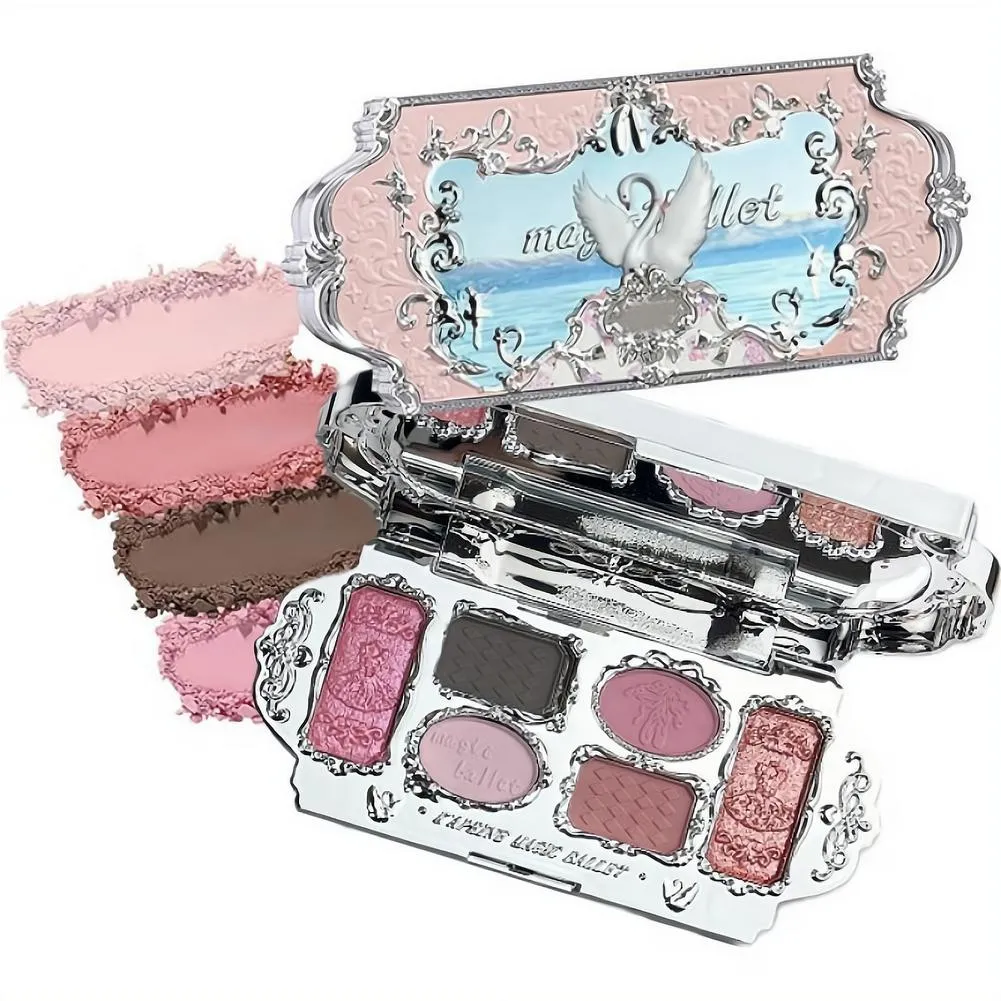 Six Color Swan Eye Shadow Palette Matte Shimmer Pearl Glitter Waterproof Highly Pigmented Long Lasting Makeup Face Cosmetics