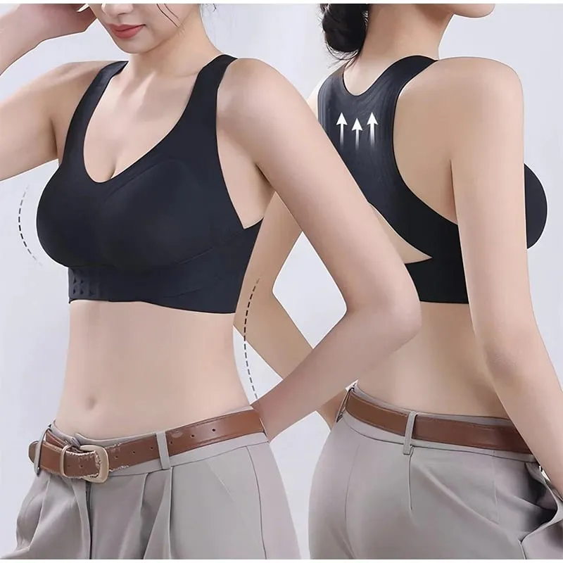 Front Buckle Cross Seamless Bra Anti-sag Gathering Push-up Coat Comfortable Sports Yoga Fitness Bra With Cross Back Support