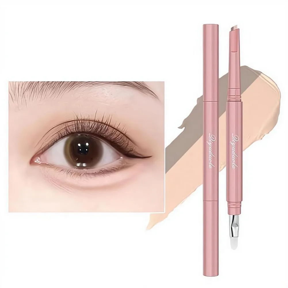 Two Tone Aegyo Sal Stick 1PC Portable Dual Ended Contour Highlighter Pencil Micro Fiber Brush For Eye Makeup