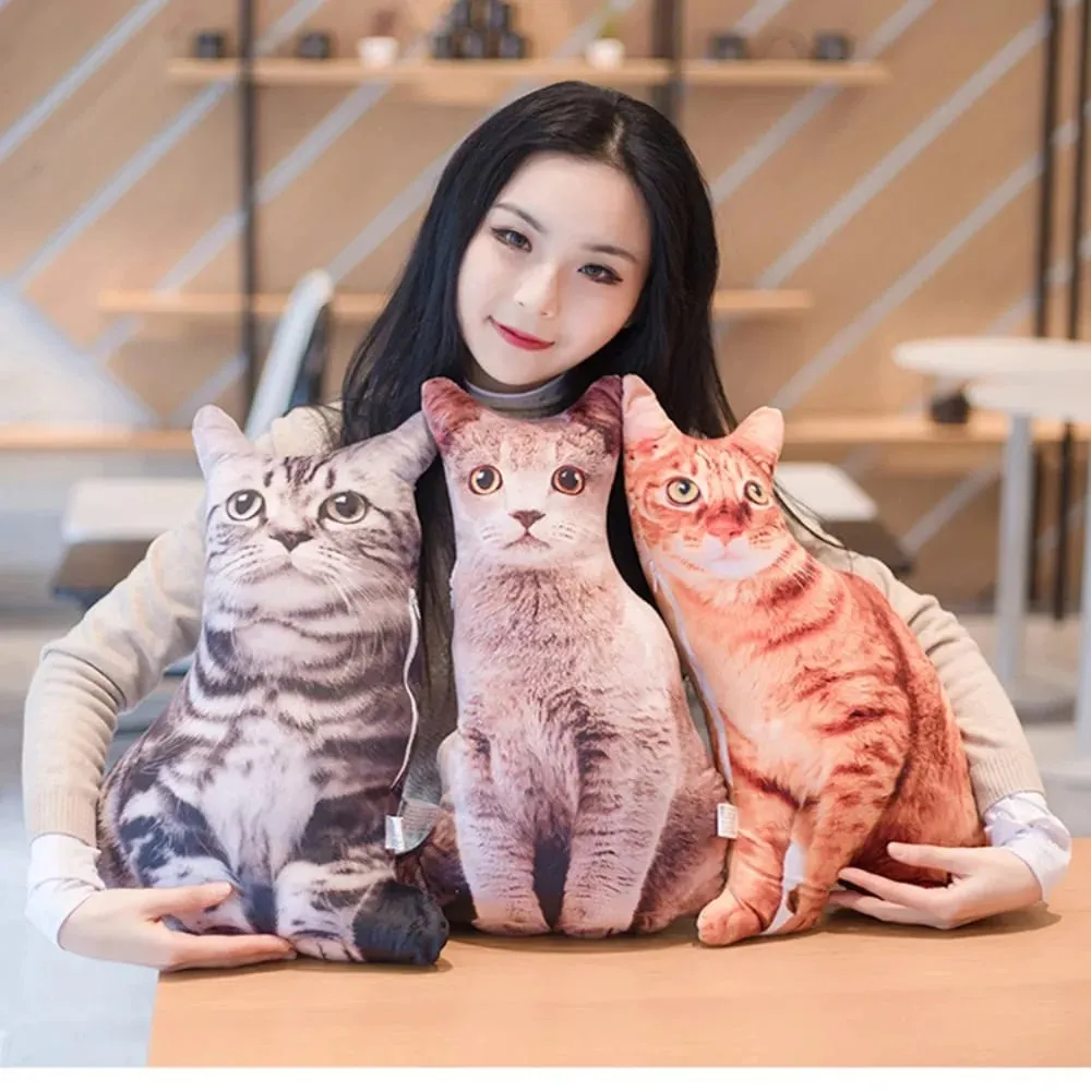 Creative Realistic 3D Cat Soft Simulation Cat Plushie Pillow Cartoon Kawaii Animals Cushion for Girls — image 4