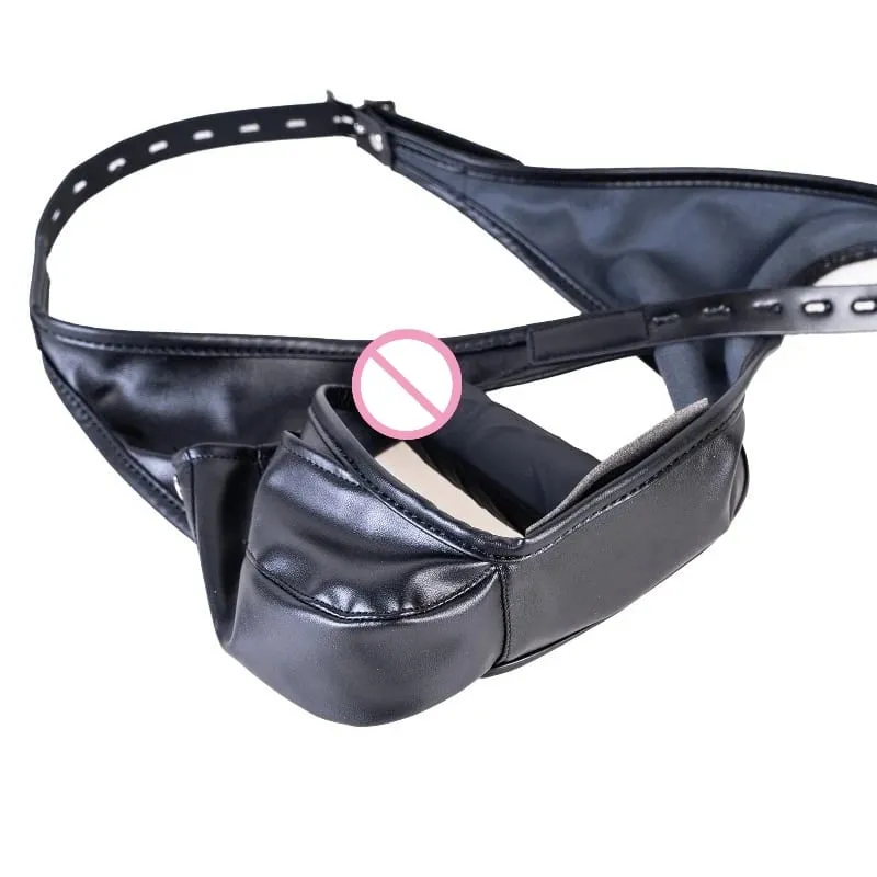 Multi-Functional Leather Chastity Panties with No Vibration Silicone Dildo Anal Accessories for Couple Sensual Play Sex Toys — image 3