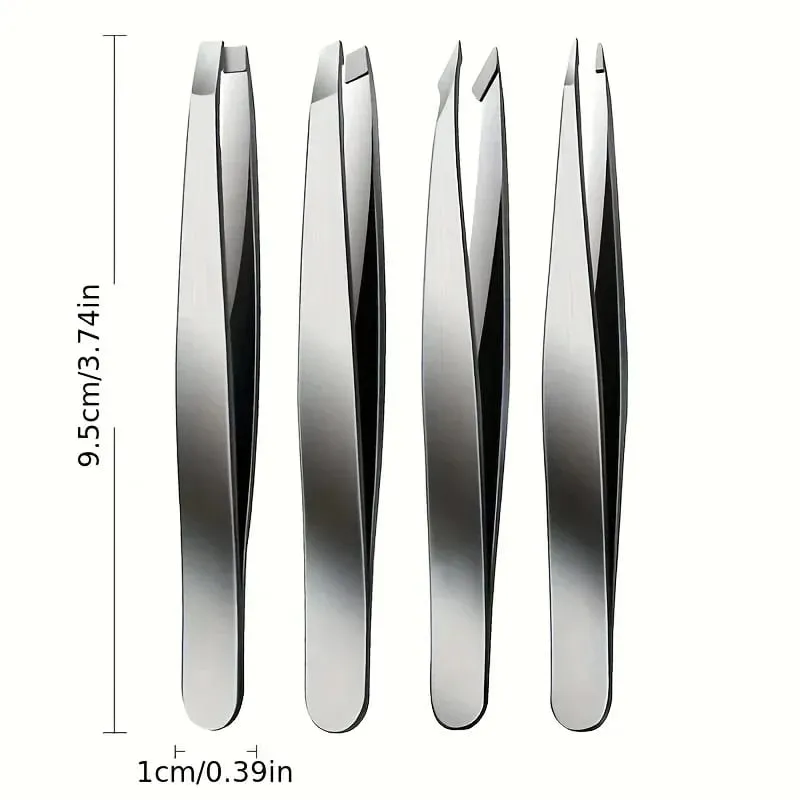 4pcs Set Professional Tweezers Set Perfect For Eyebrow Hair Removal Splinter Very Effortless and Relaxed to Remove for women