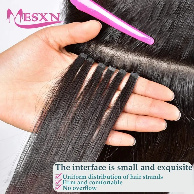 Mini Tape In Hair Extensions 100% Human Hair Real Natural Hair Tape Brown Blonde Can Be Permed And Dyed For Salon — image 4