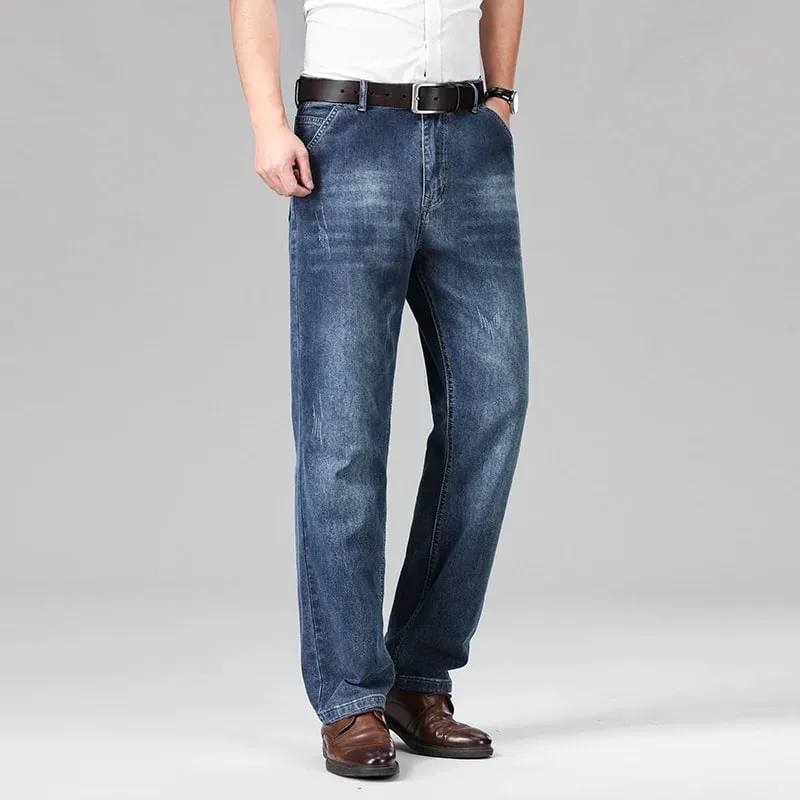 2026 Summer Men's Business Casual Thin Straight Jeans 90% Cotton Soft Stretch Fabric Baggy Denim Pants Male Brand Trousers — image 7