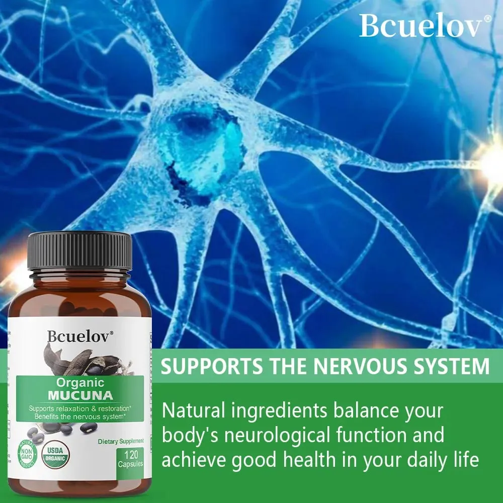 Organic Mucuna Capsules - Supports Relaxation and Well-Being - Natural Herbal Supplement for Nervous System Health — image 4