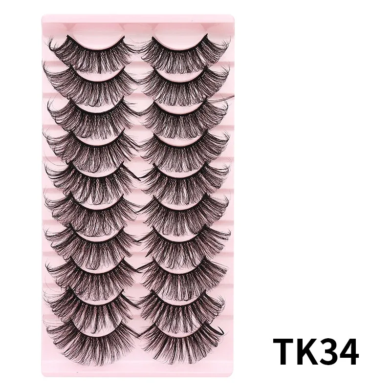 10 párů Russian DD Curl Bulk Fluffy Strip Lashes Přírodní měkké umělé řasy Opakovaně použitelné ručně vyrobené řasy pro každodenní a párty — image 9