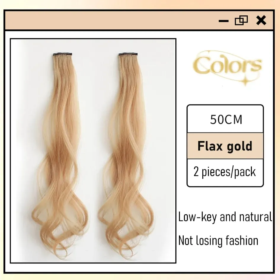 Extensions de cheveux synthétiques bouclés colorés 2 pièces/ensemble 50cm, perruque ondulée rose/bleue/violette pour Halloween/noël — image 13