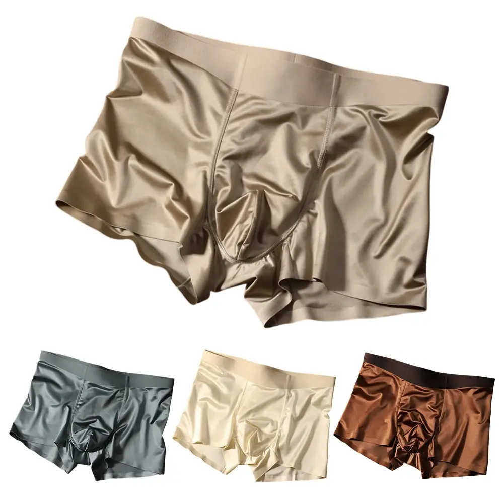 1pc Herren Nahtlose Boxershorts Atmungsaktive Schritt Höschen Eis Seide Boxershorts Bequeme Satin männer Unterwäsche Slips — image 10