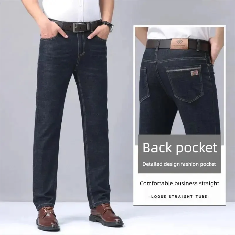 Men's Slim Fit Straight Leg Jeans Simple Casual High-quality Classic Retro Pants — image 6