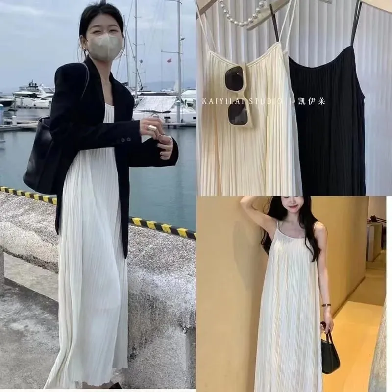 Sweet Summer Plus Size Dress Women Loose Ruffled Sleeveless Long Dress Lazy Style Solid Color High End — image 2