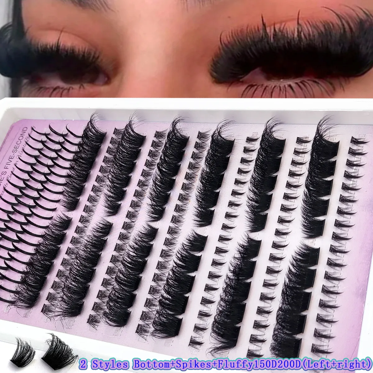 New Fluffy 60D-200D Bottom&Spiky Lashes Clusters Volume Individual Lashes Cluster Extensions Spikes Lashes Clusters eye — image 2
