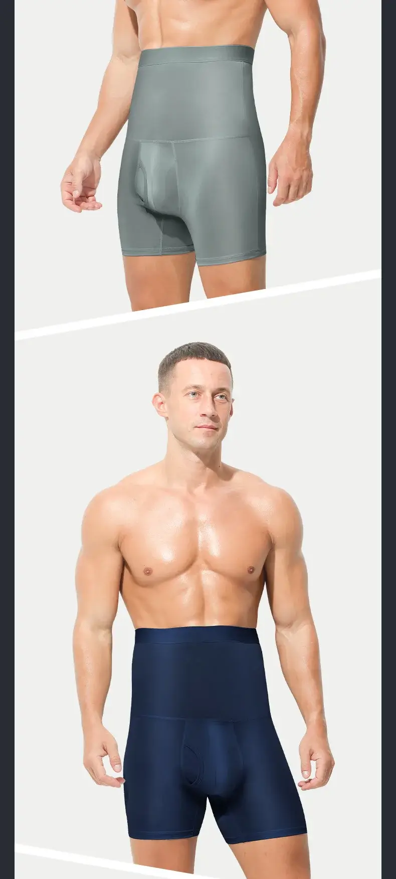 Men's sports underwear: high-waisted, belt-curving, plus-size, lengthened, anti-leg chafing, waist-protecting, flat-cut shorts — image 12