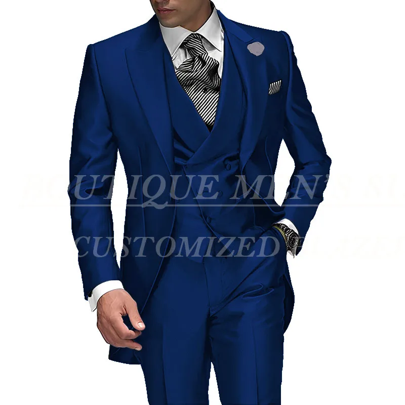 2026 Best Selling Peak Lapel Single Breasted Men Wedding Suits Purple Groom Tuxedo For Men Prom Suits Groomsman Jacket+Pant+Vest — image 5