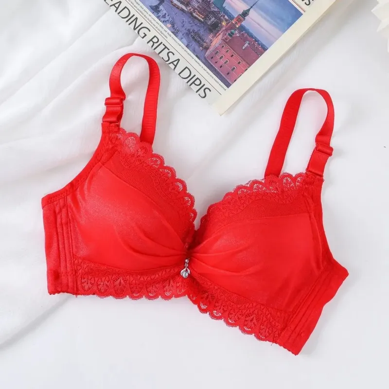 Ultra-Thick 8cm Push up Bra Lace Gathered Wireless Full Coverage Lingerie Side Support for A/B Cup Women — image 10