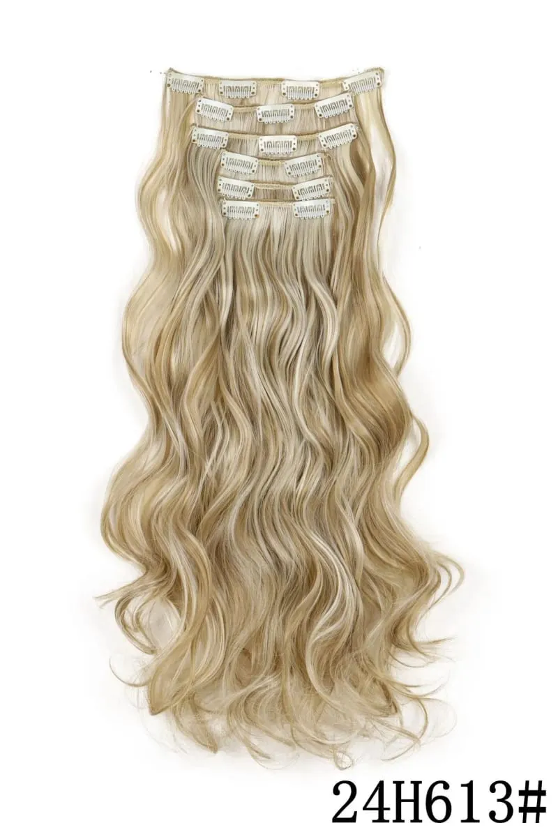 Black Hair Extensions 6pcs/set Women Long Straight Synthetic Full Head Clip 16Clips Ombre Heat Resistant Fiber Hair Kpop Cosplay — image 19