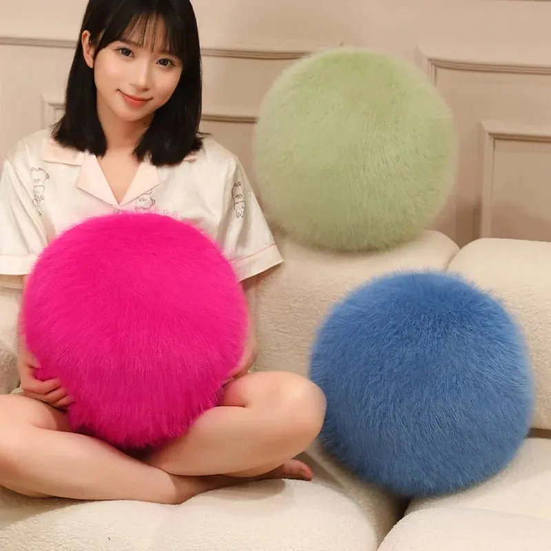 30cm Long Plush Fluffy Round Plush Pillow Cartoon Ball Pillow Accompany Stuffed Pillow Car Home Sofa Decor Plush Cushion — image 6