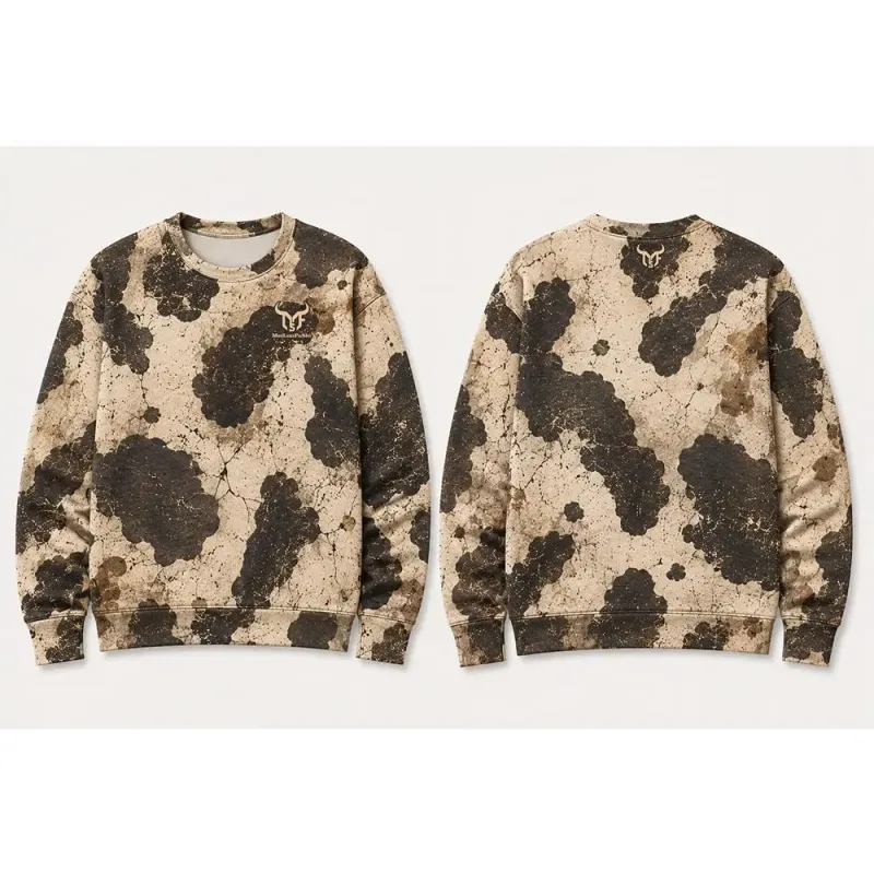 Western-inspired Fossil-print Cow Pattern Sweatshirt Men Vintage All Over Print Pullover Streetwear Unisex Casual Long-sleeved — image 6