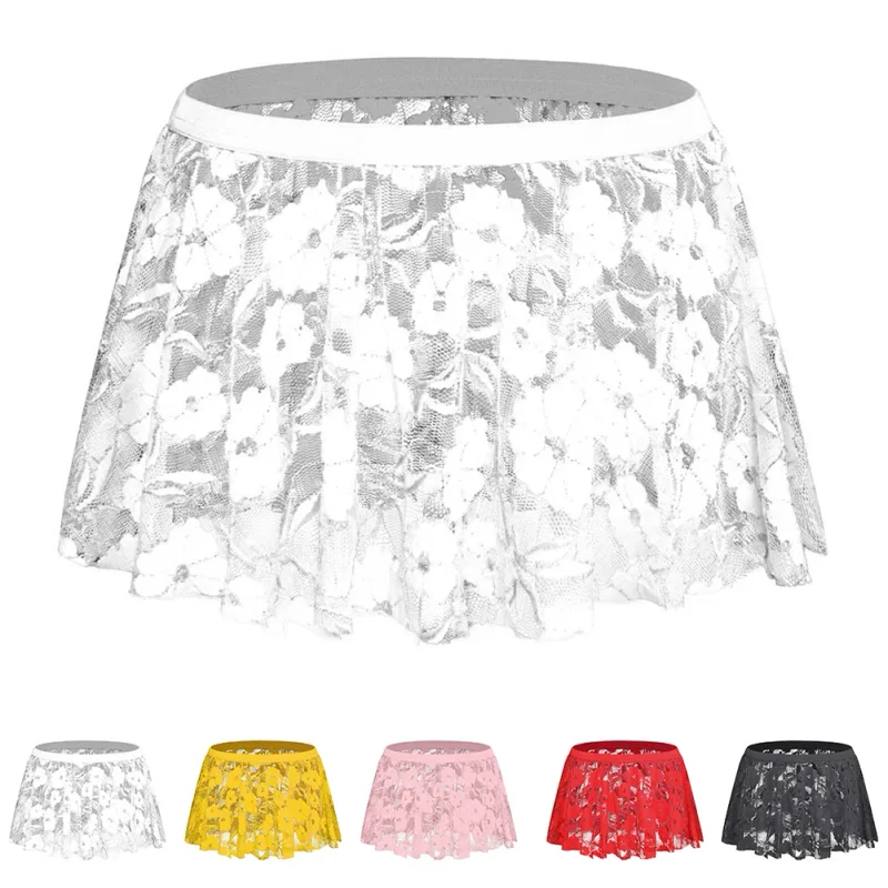 Men Solid Lace Skirt Mesh See Through For Lingerie Low For Rise Pleated Skirts See Through Bodycon Bottom For Party Evening — image 7