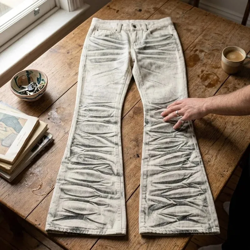 Y2K Retro Distressed Flare Jeans Women High Waist Vintage Washed Denim Bell Bottom Pants Harajuku Streetwear Casual Trousers — image 1