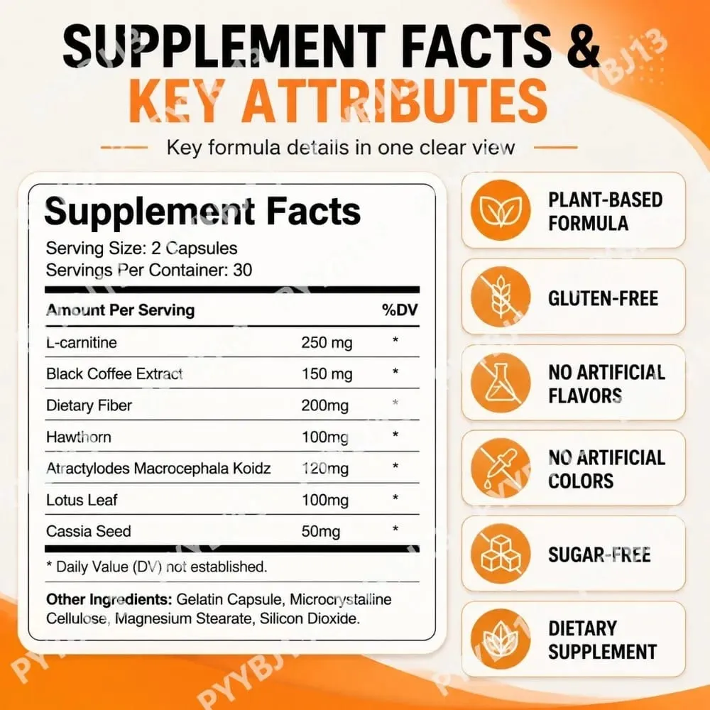 L-Carnitine Black Coffee Capsules - Weight Management & Fat Metabolism Support Cellular Energy Booster Fitness 60 Capsules — image 4
