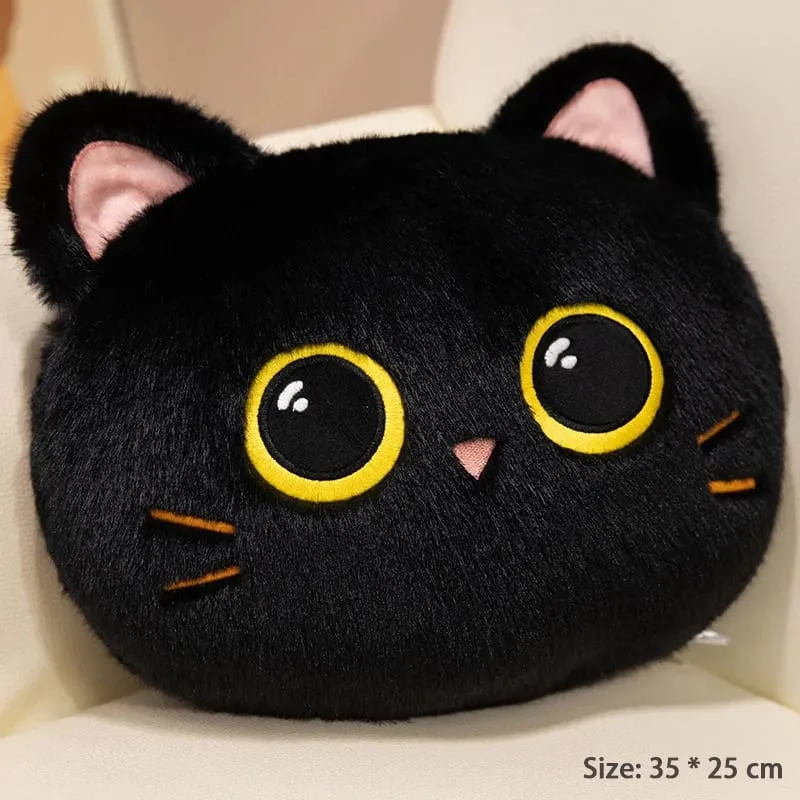 Original plush toy black cat official large doll throw pillow plush toy cute and adorable sofa cushion office throw pillow