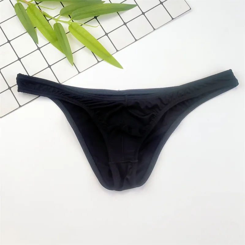 4PCS Men High Fork Briefs Mid Waist Elastic Ice Silk Brief Summer Underpants Ice Silk U Convex Pouch Male Underwear Silky Shorts — image 6