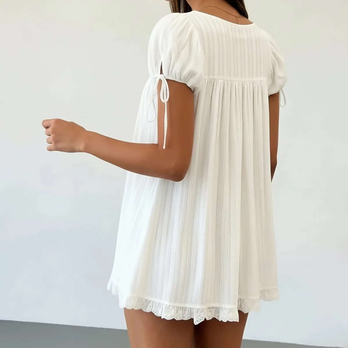 Lamuusaa y2k kokietka sukienka letnia damska kwadratowy dekolt z krótkim rękawem linia A Mini marszczone sukienki na codzienne zakupy podróże biurowe