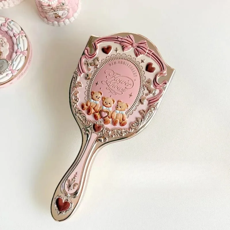 Flower Knows Handheld Makeup Mirror Midsummer Night Strawberry Cupid Bunny Garden Relief Pattern Limited Color Makeup Tool Kit — image 6
