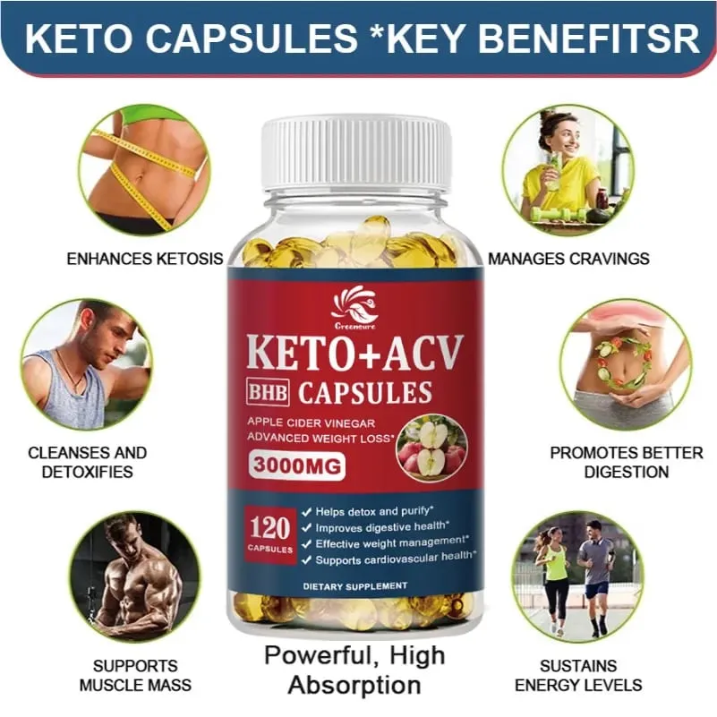 Greensure Keto 蘋果醋膠囊 ACV 含蘋果酒酮補充劑蘋果口味配方,男女適用 — image 3