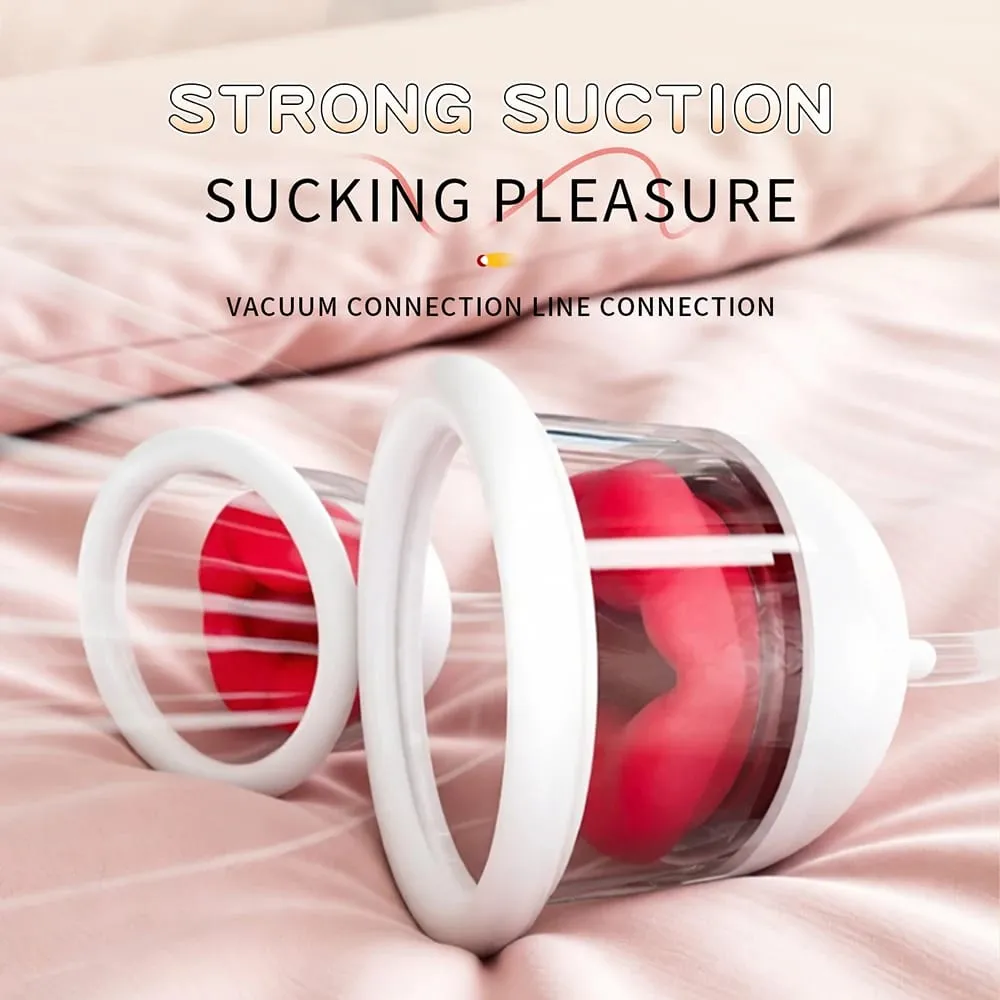 Greedy Double-cup Sucking Vibration Breast Pump Breast Massager Chest Masturbator Nipple-licking Suction Cup Adult Sex Toys — image 2