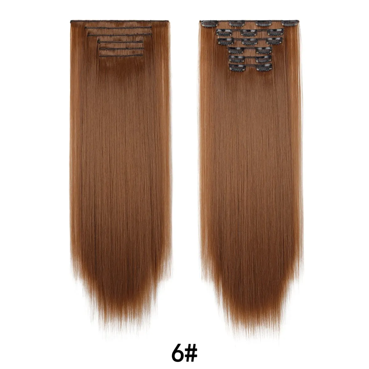 Jeedou Jeedou 6Pcs Clip In Straight Hair Extensions 60cm Long Synthetic Hair Pieces With 16 Clips Heat Resistant Hair For Women