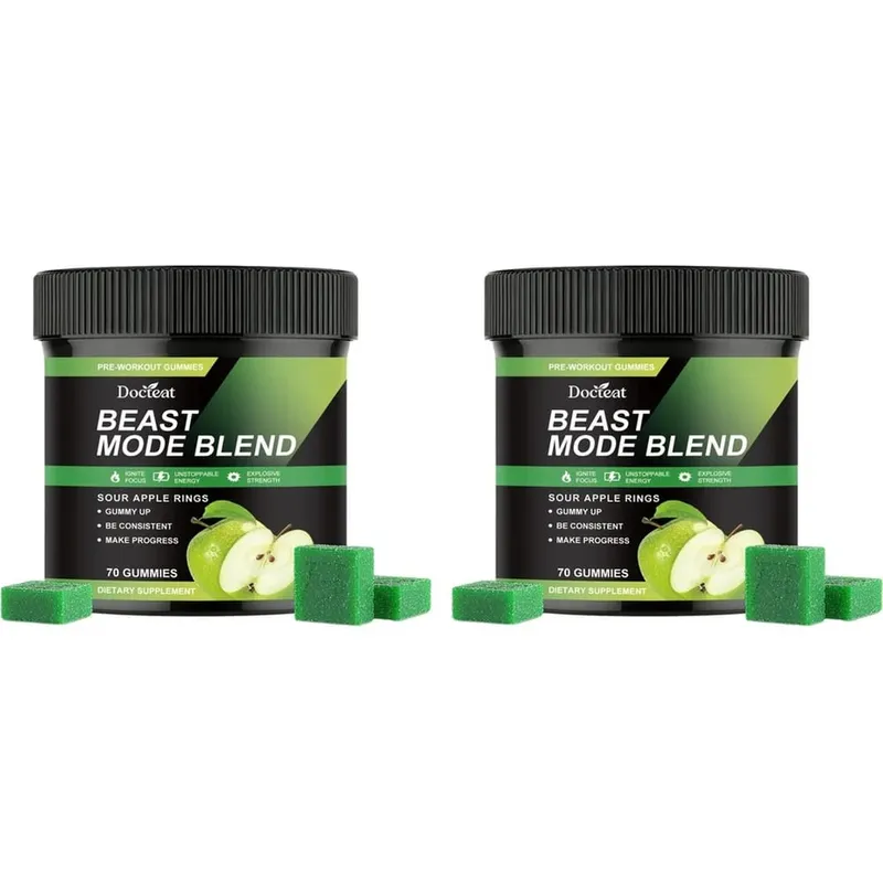 Docteat Beast Mode Blend Pre Workout Gummies Energy Focus & Endurance Support for Strength Training & Active Gym Days 70 Count — image 8