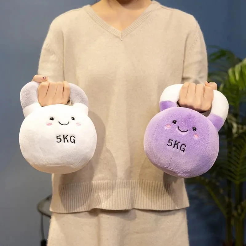 20/23cm Cute Kettle-bell Dumbbell Plush Pillow Stuffed Smiling Face Fitness Sports Equipment Plushie Home Decor Men Gift