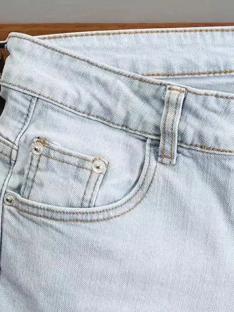 Ropa de los años 2000, pantalones vaqueros de color claro para hombre, novedad de primavera y otoño de 2025, pantalones ajustados de color azul claro, pantalones elásticos de trabajo de marca a la moda — image 4