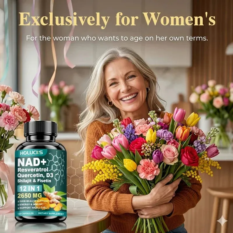 12-in-1 NAD+ Capsules with Turmeric Grape Seed Support Energy Production Digestive Comfort & Immune Function for Active Women — image 6