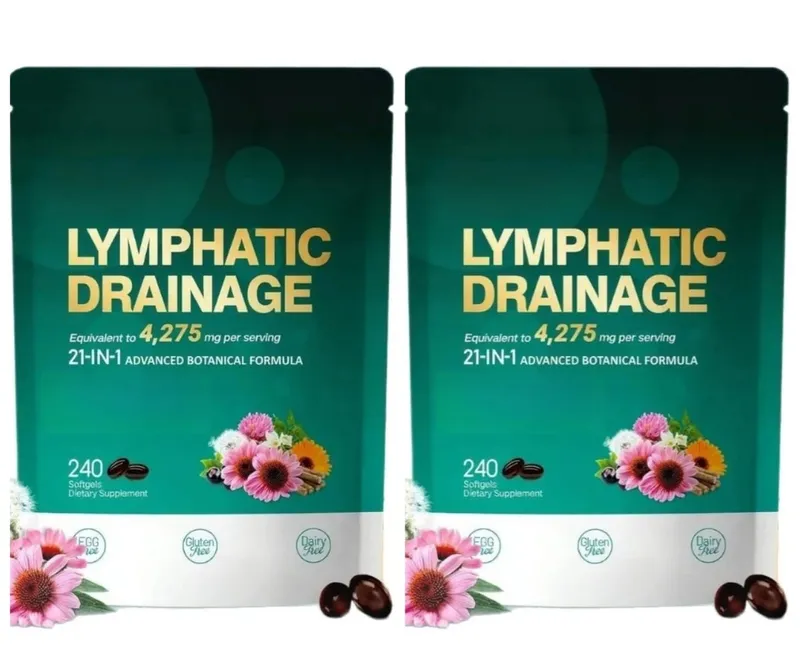 Lymphatic Drainage Capsules 4275mg 21 in 1 with Herbal Blend with Dandelion Burdock & Turmeric Supplement 240 Softgels Per Bag — image 9