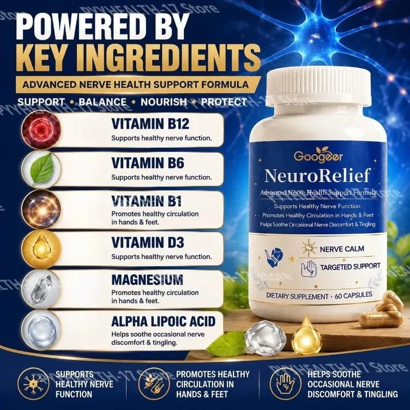 Googeer NeuroRelief Advanced Nerve Health Capsules Daily Support for Nervous System Wellness & Healthy Circulation 60 Capsules — image 3