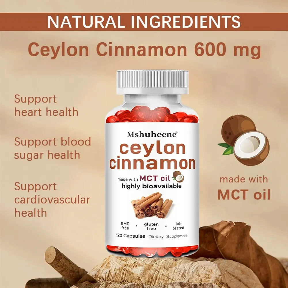 Organic Ceylon Cinnamon Capsules 600mg High Potency Supports Antioxidant Immune Energy Heart Joint Bone & Digestive Health — image 3