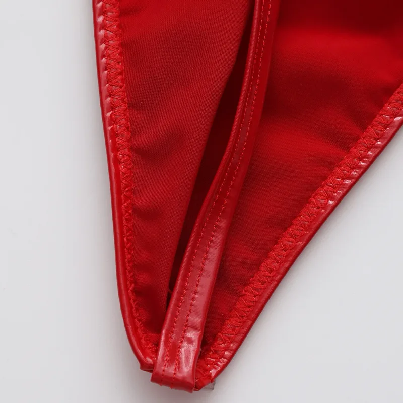 Men Glossy Faux Leather G-string Briefs Thin-Strap Low Waist Underwear Men's Panties Lingerie T-back Male Briefs Lingerie — image 9