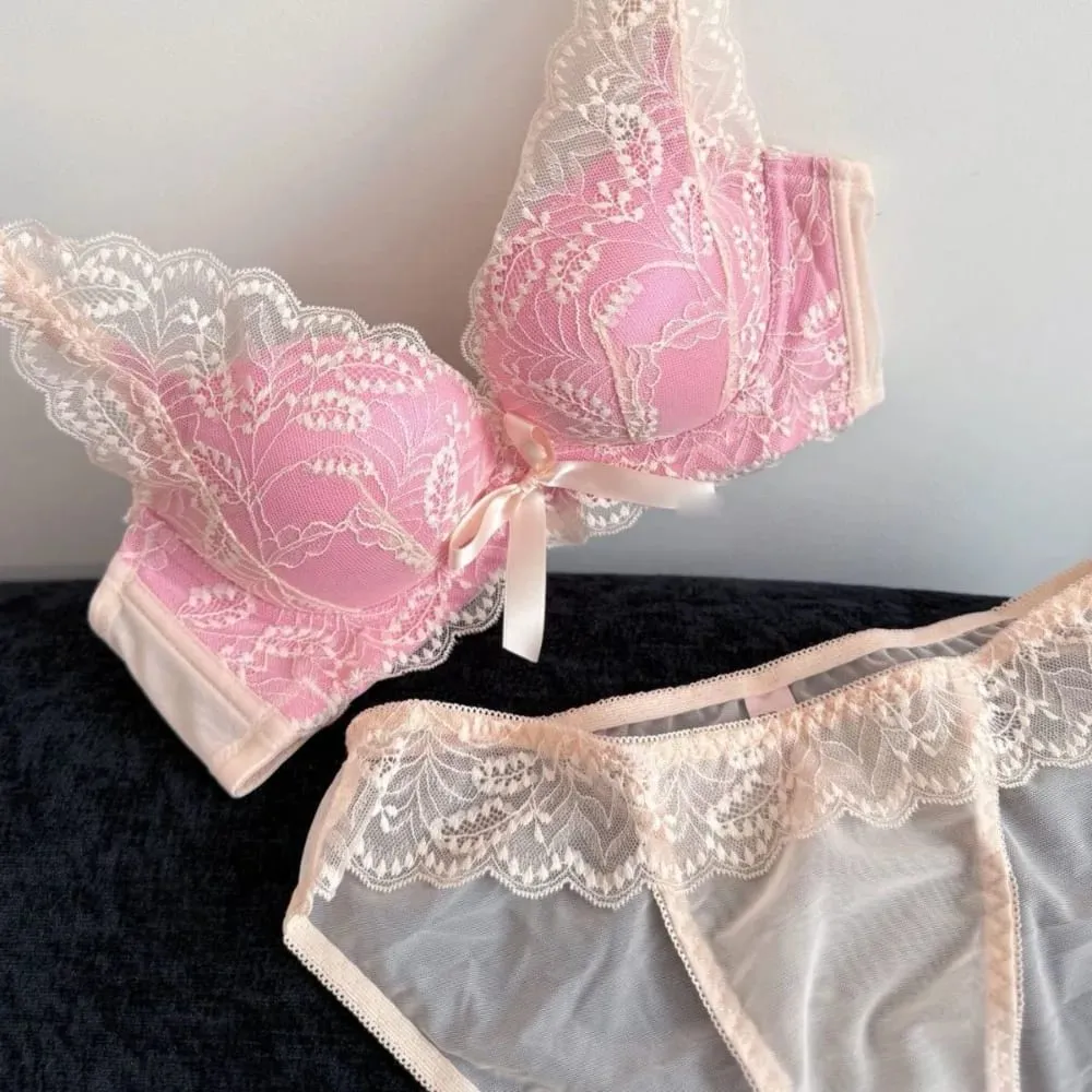 New Wireless Push Up Bra Set for Women Small Bust Gather Side Support Anti Sag Sexy Lingerie Underwear 32‑38 Bra Set — image 6