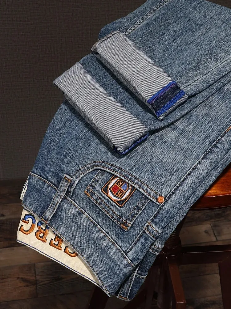 High-end Summer Thin Jeans Men20252023 Trend Embroidered Straight Casual Luxury Long Pants — image 2