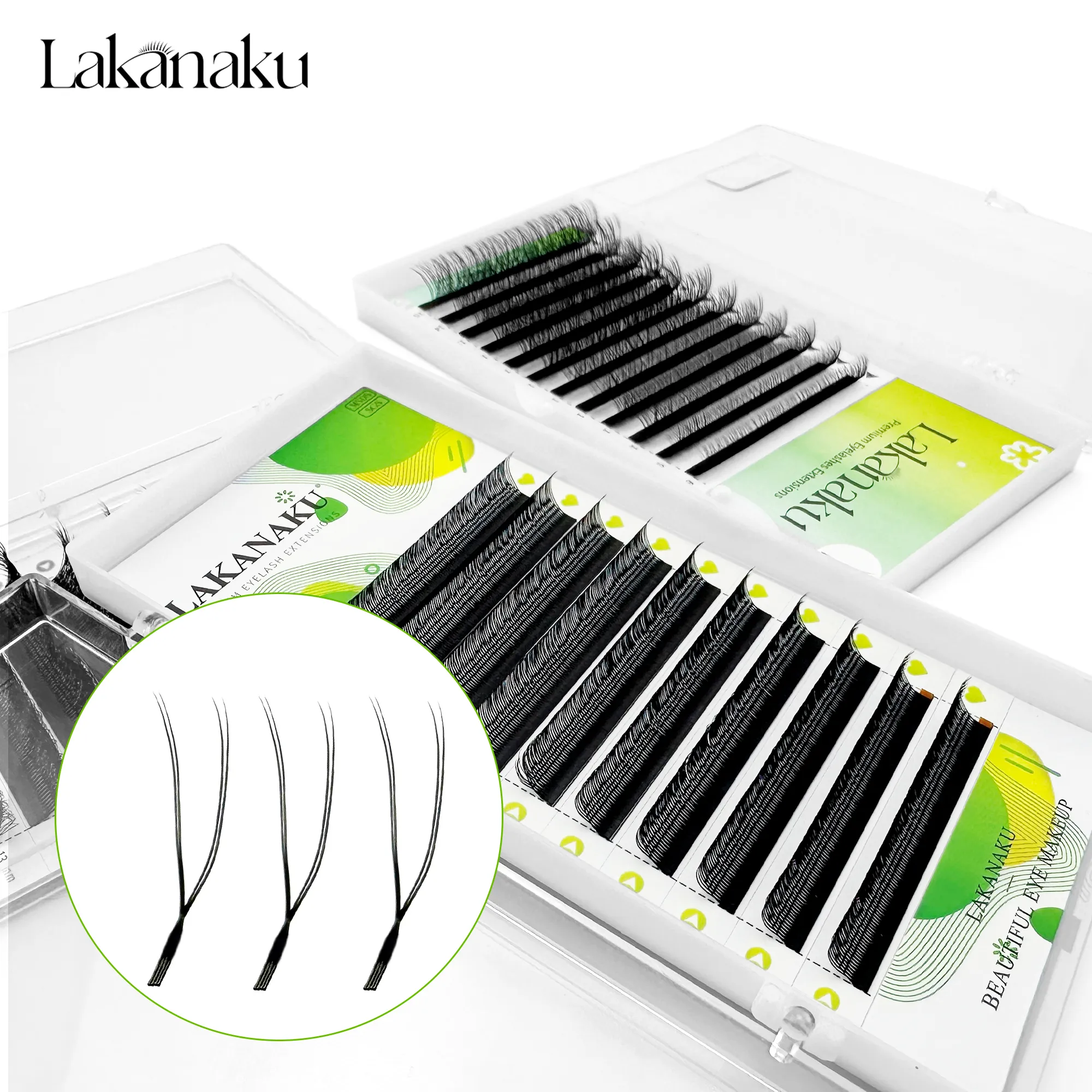 Dark Brown U Shape YY Lashes Brown Premade Eye Lashes Extensions Fio U 2D Clover Cilios — image 7