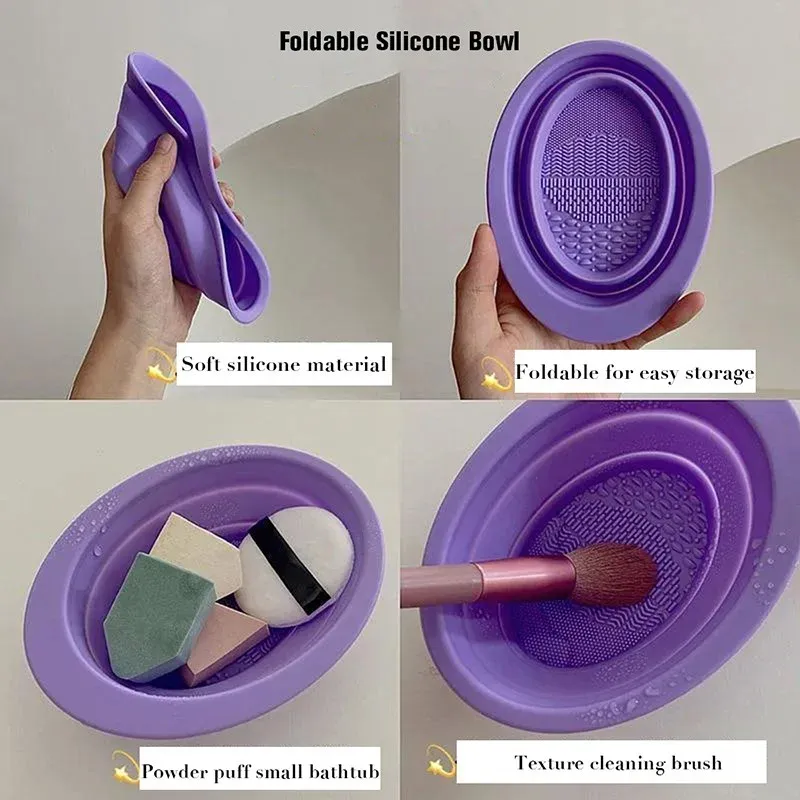 Silicone Makeup Brush Cleaner Bowl Foldable Cleaning Mat Cosmetic Foundation Eyeshadow Powder Brushes Cleaner Tools For Makeup — image 2