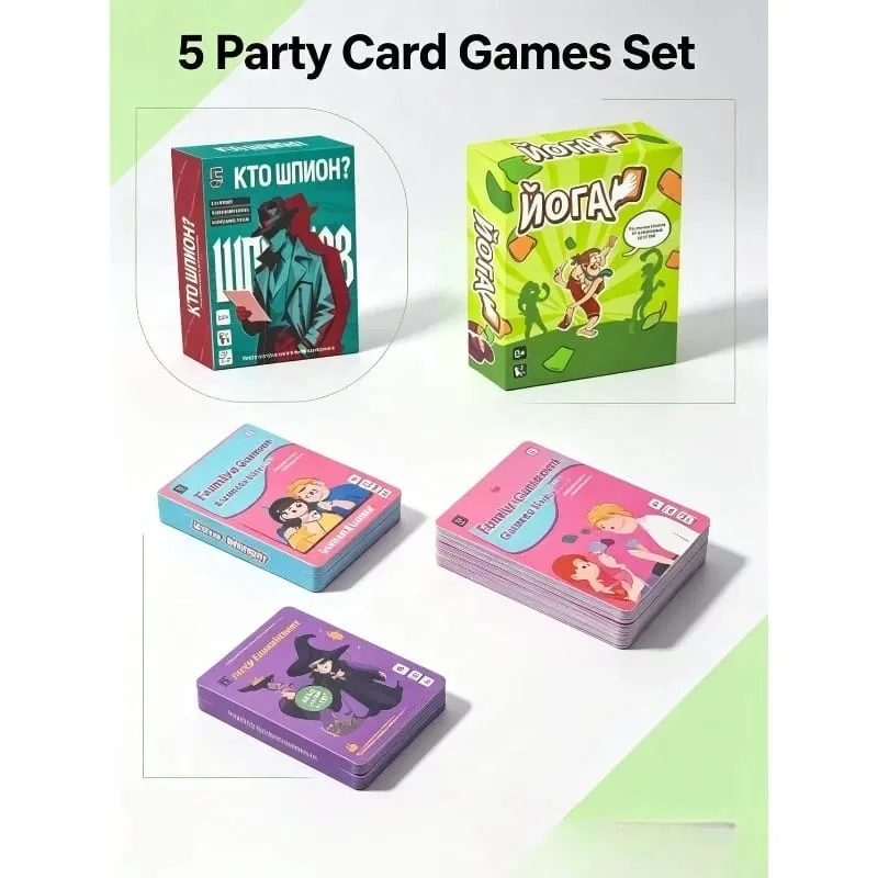 5-Pack Mixed Party Card Games Bundle Family Couple Friends Interactive Board Game Set for Party Night — image 1