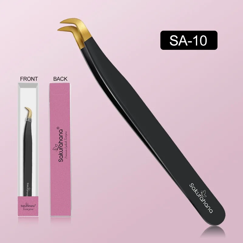 High-end Eyelash Tweezers Black Fiber Tip For Lash Extensions Mega Volume Mink Lashes Tool Straight Head Curved Tip — image 15