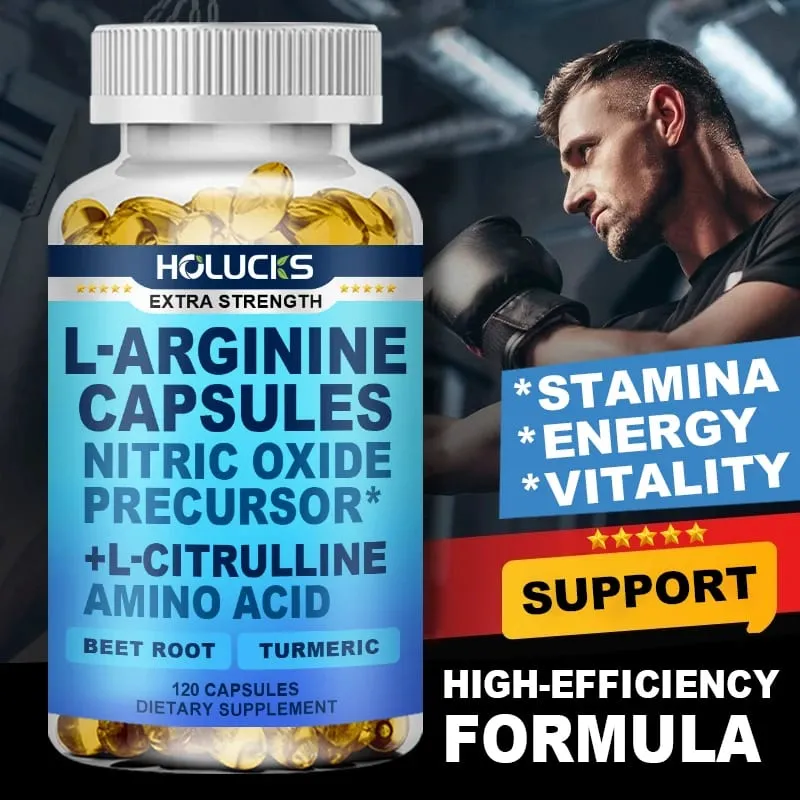 L-Arginine Capsules with L-Citrulline - Nitric Oxide Supplement for Performance Endurance and Muscle Support Vegan Non-GMO — image 1