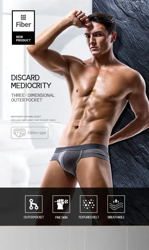 5PCSMen's three-piece briefs with U-shaped pouch, modal fabric, breathable, summer youth low-rise bottom pants — image 9