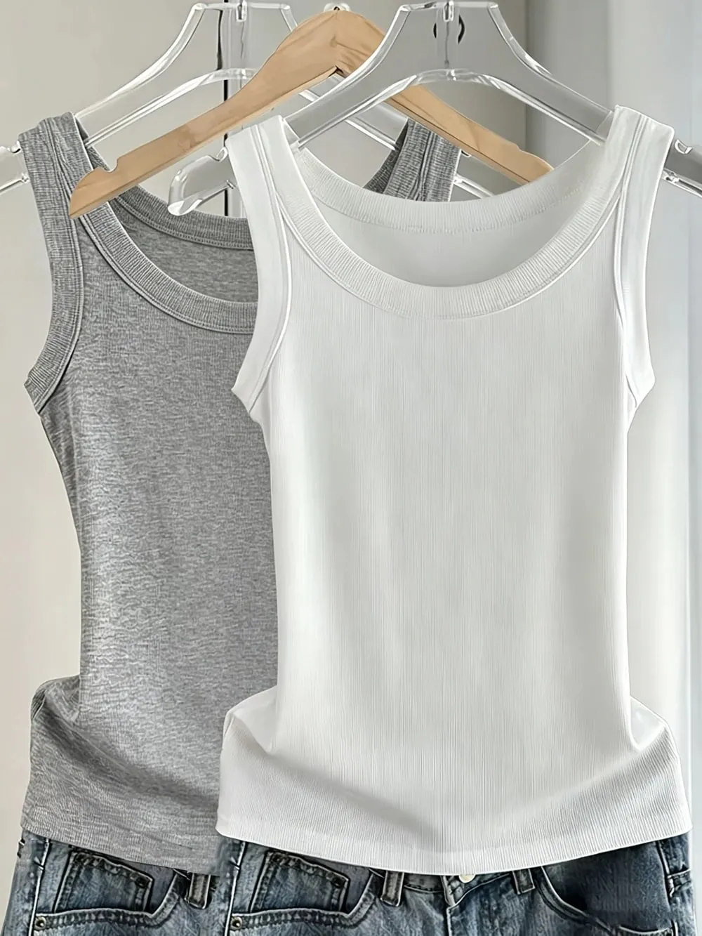 Womens O-Neck Ribbed Cotton Tank Top Slim Bodycon Sleeveless Summer Soft Breathable Basic Vest Casual Wear Daily Undershirt Tops — image 13